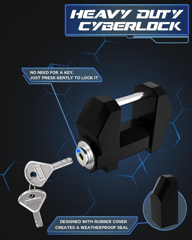DEEAGLE Trailer Lock, Wide 1.2” Span, 1/4” Dia Trailer Coupler Tongue Lock, Wide Trailer Locks, Boat Trailer Locks for Towing Trailer Security, Black - Image 4
